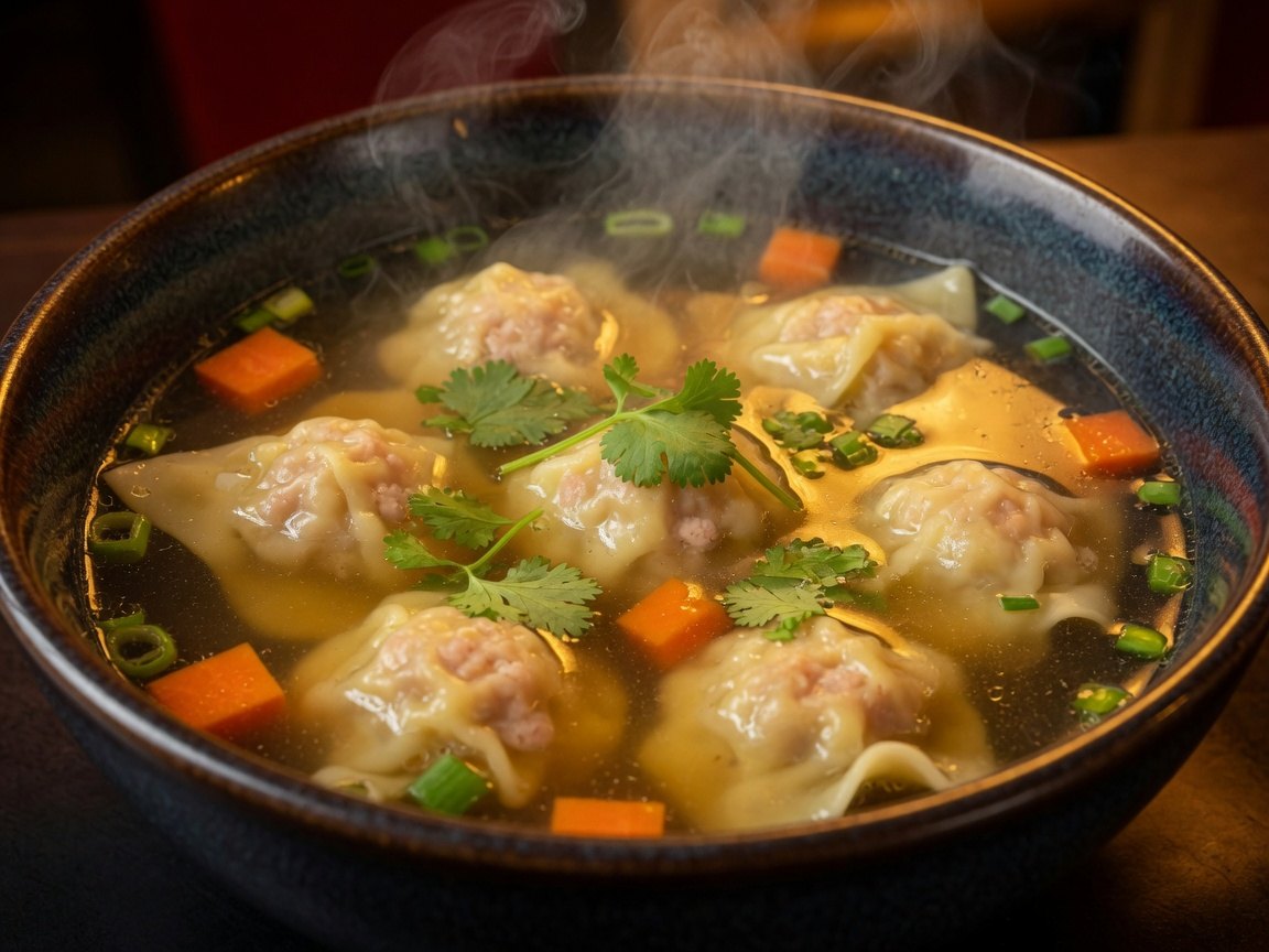 Sopa wantán especial en Chifa Yuan Fen